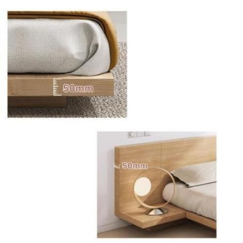Loft Japandi Platform Bed Frame with 2 Bedside Tables Queen